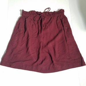 UO Cooperative Paperbag Skirt in Burgundy, Maroon